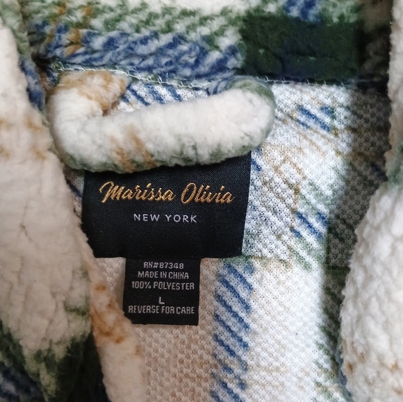 Marissa Olivia New York Sherpa plaid zip up vest size L - Picture 5 of 8